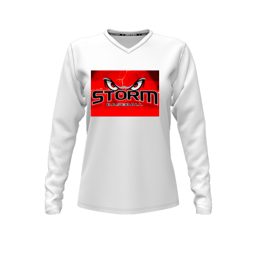 [FTLVCFWH-FYXS-LOGO3] Decker Comfort T-Shirt (Female Youth XS, White, V Neck, Logo 3, Long Sleeve)