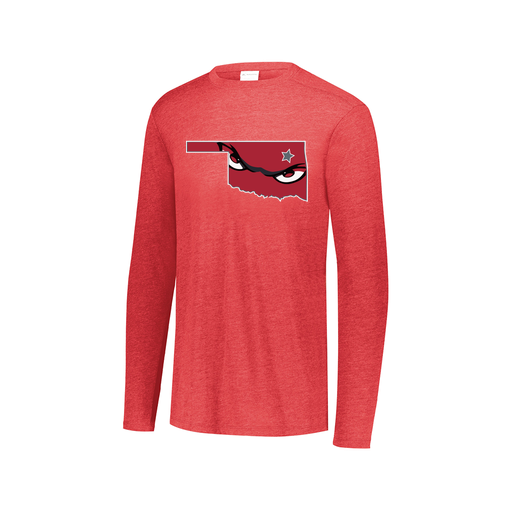 [FTLCUBRD-AXS-LOGO2] Decker Men's Tri-Blend T-Shirt - Long Sleeve (Adult XS, Red, Logo 2)