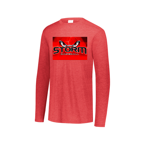 [FTLCUBRD-AXS-LOGO3] Decker Men's Tri-Blend T-Shirt - Long Sleeve (Adult XS, Red, Logo 3)
