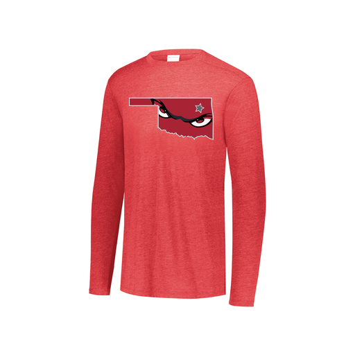 [FTLCUBRD-YS-LOGO2] Decker Youth Tri-Blend T-Shirt - Long Sleeve (Youth S, Red, Logo 2)