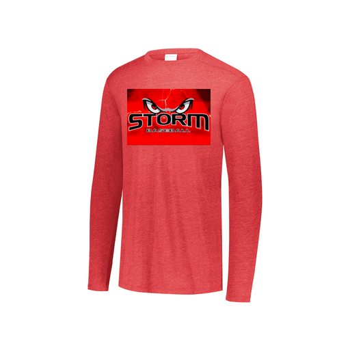 [FTLCUBRD-YS-LOGO3] Decker Youth Tri-Blend T-Shirt - Long Sleeve (Youth S, Red, Logo 3)